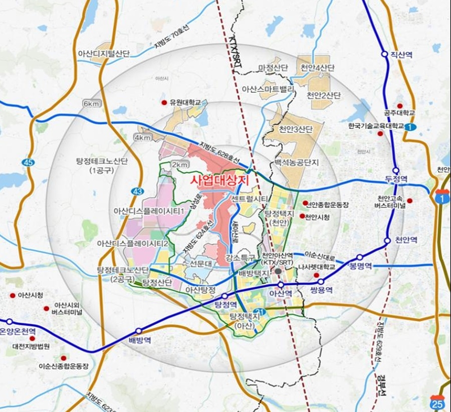 아산탕정2지구 신도시 개발사업 위치도