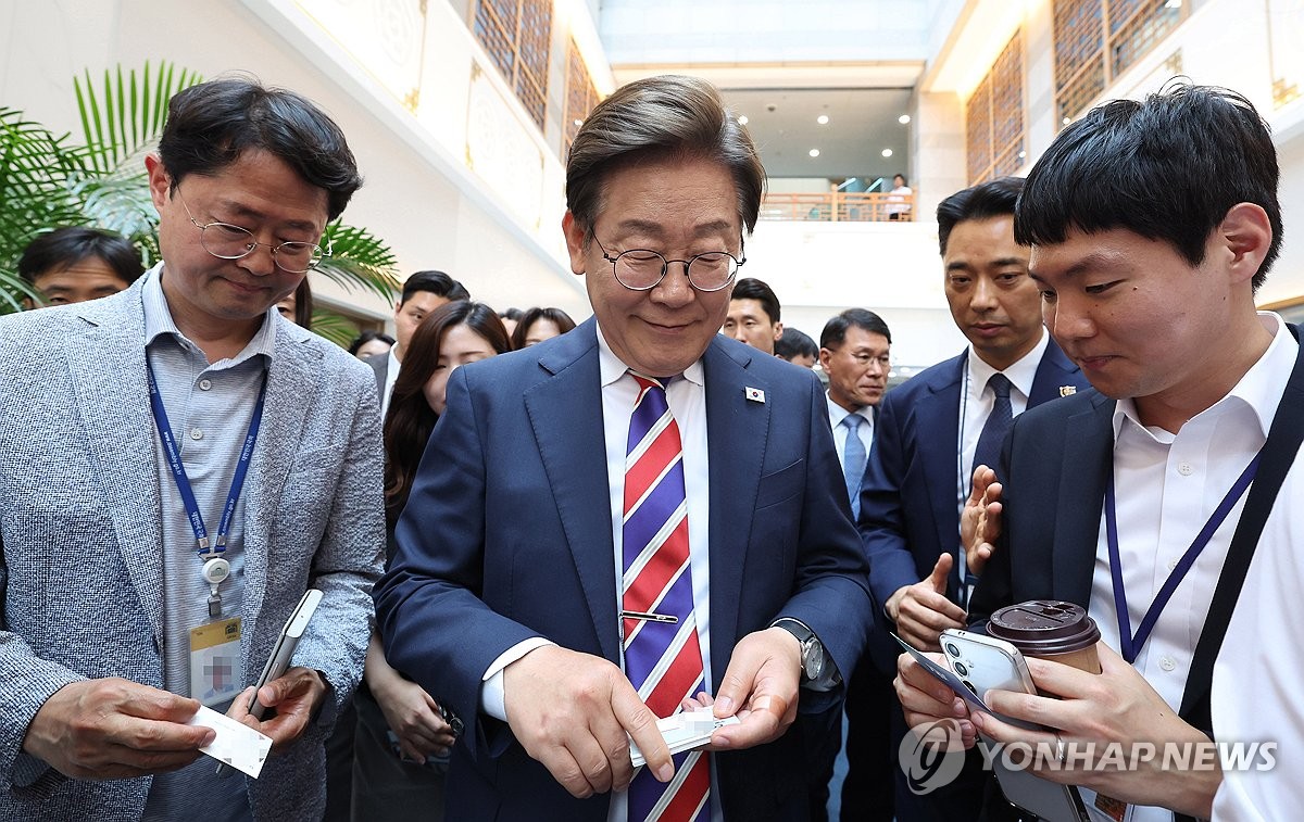 이재명 대통령과 출입기자들